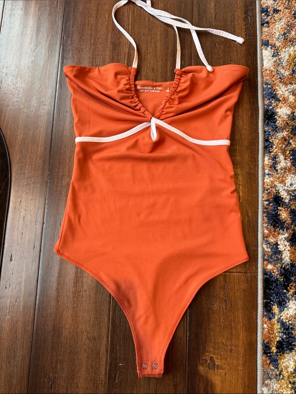 Abercrombie & Fitch Orange Bodysuit with White Trim